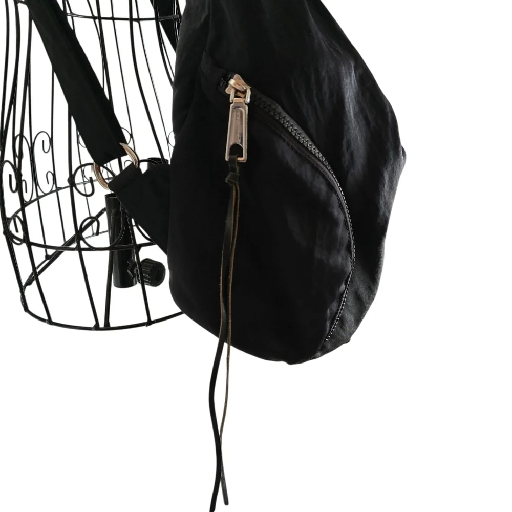🌻Rebecca Minkoff Julian Nylon Backpack Bag, Washed Black, Clasps Zips